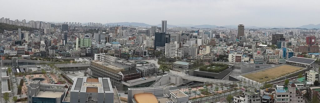 The Asia Culture Center beside the Dongmyeong-dong night district in Gwangju
