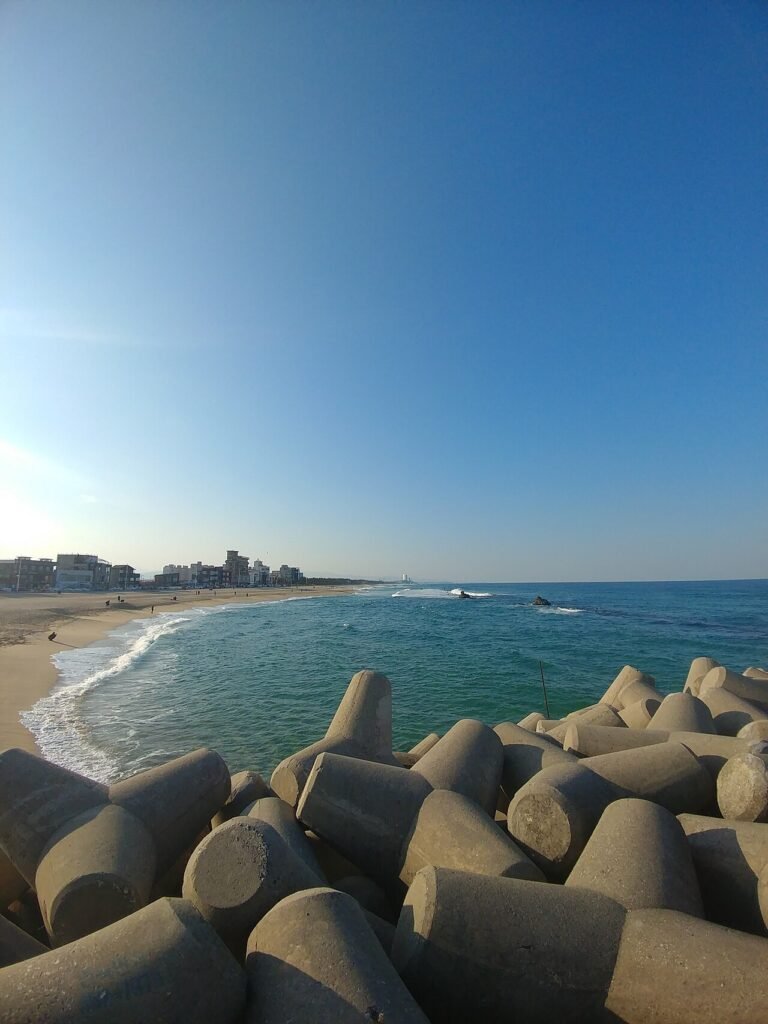 Anmok Beach in Gangneung, known for its seaside coffee street on Korea's east coast