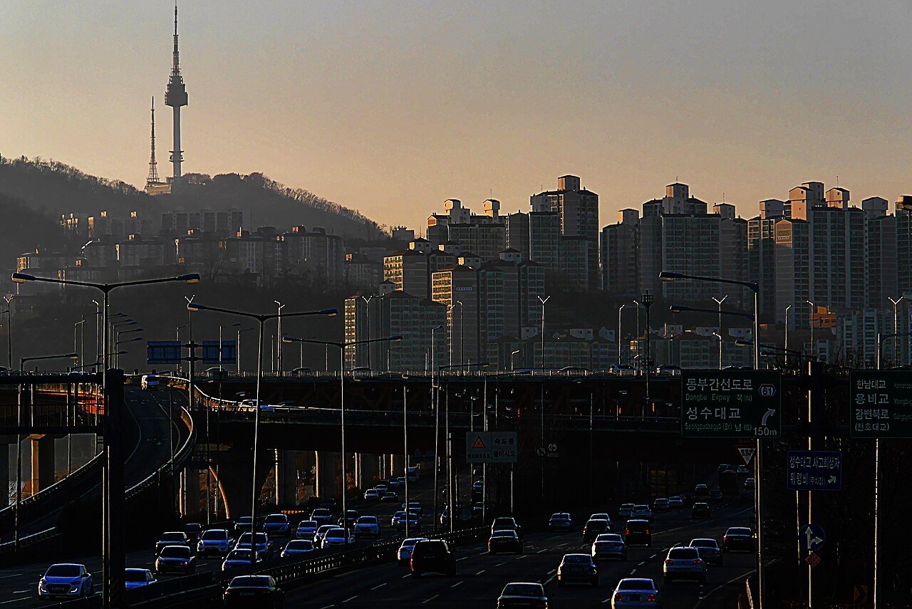 N Seoul Tower seen across the rooftops from Seongsu-dong, Seoul