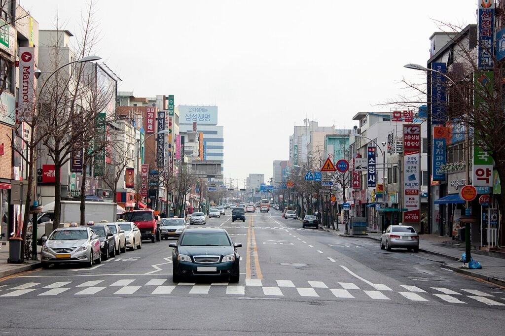 Jungang-ro street in the city of Iksan, Jeollabuk-do