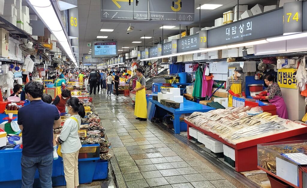 The Jagalchi Fish Market building on the Busan waterfront