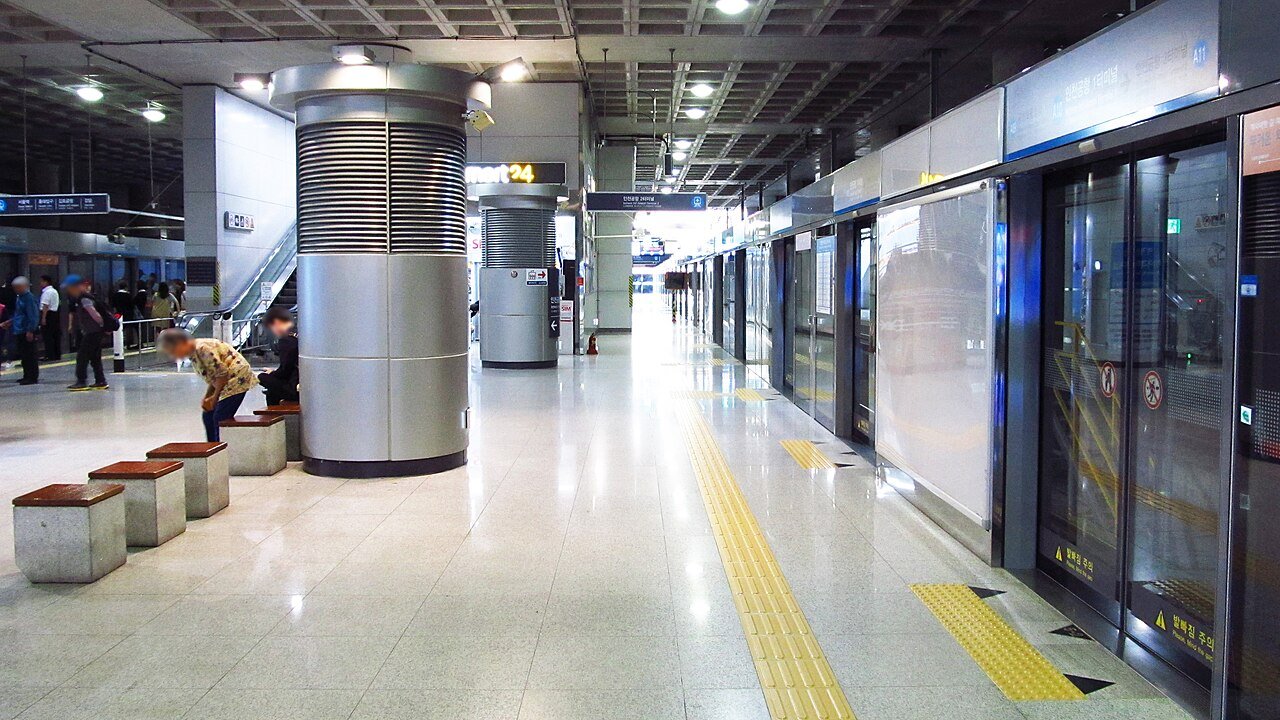 AREX airport train platform at Incheon Airport Terminal 1 station