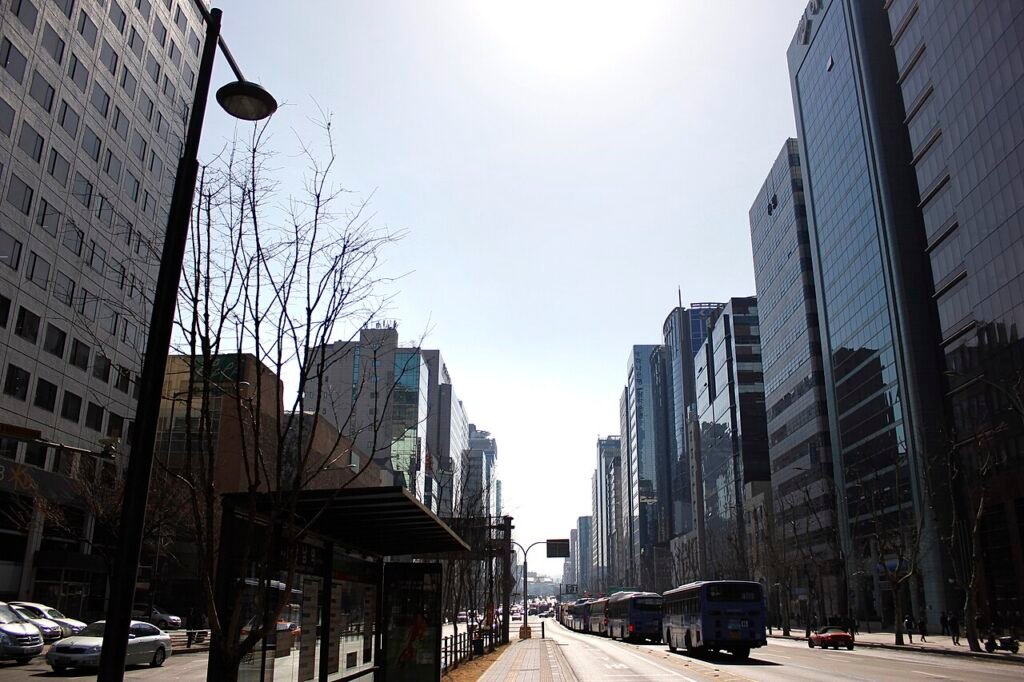 The busy Gangnam Station area in southern Seoul