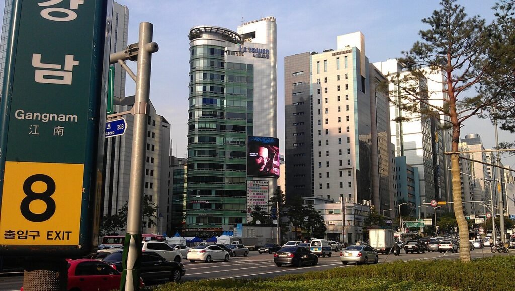 Street scene at Gangnam Station in southern Seoul