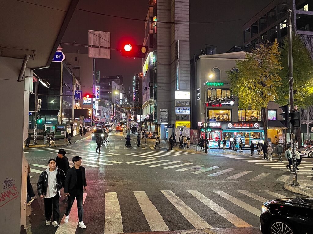 Street scene in the international district of Itaewon, Seoul
