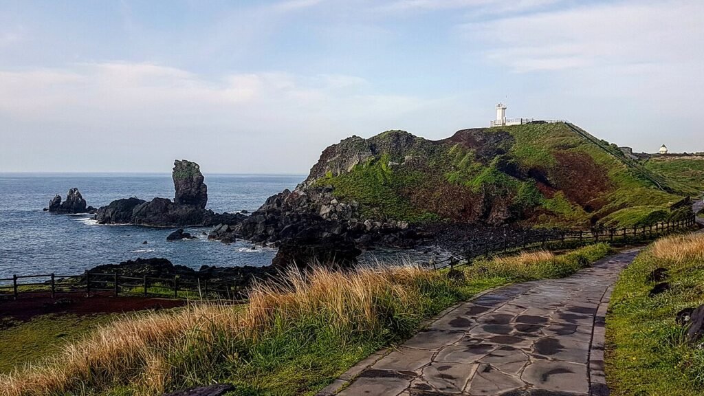 The windswept cape and cliffs of Seopjikoji on Jeju Island