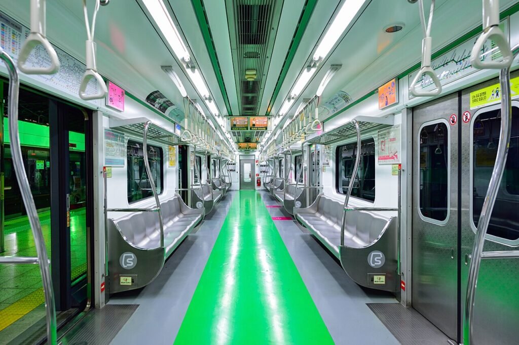 Interior of a Seoul Metro subway train