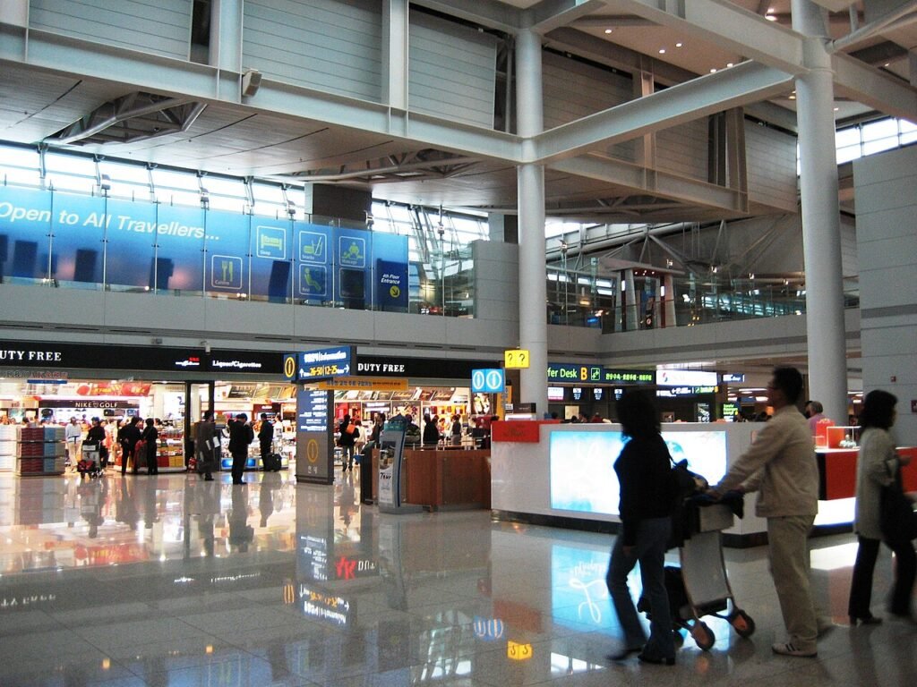 Duty-free shopping area in the departure lobby of Incheon International Airport