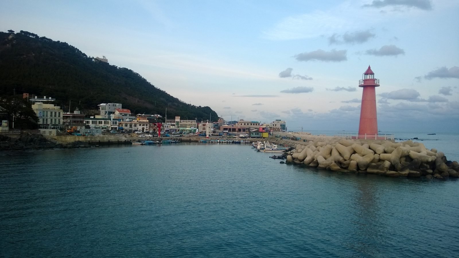 Cheongsapo's small harbor with its twin lighthouses near Haeundae